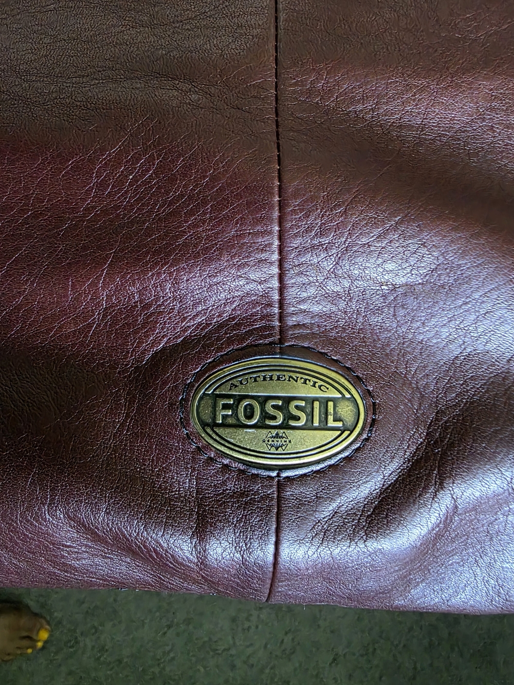 Fossil Brown Leather Crossbody Tote with Brass Hardware - Picture 2 of 4